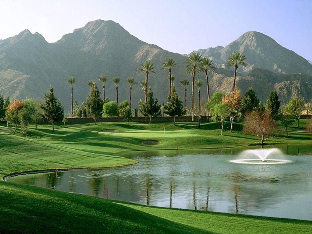 14-golf club bag - Pic of desert golf hole.