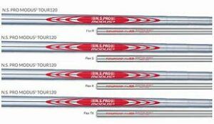 The Mizuno JPX921 Forged Irons - pic of four Tour Modus 120 Shafts.